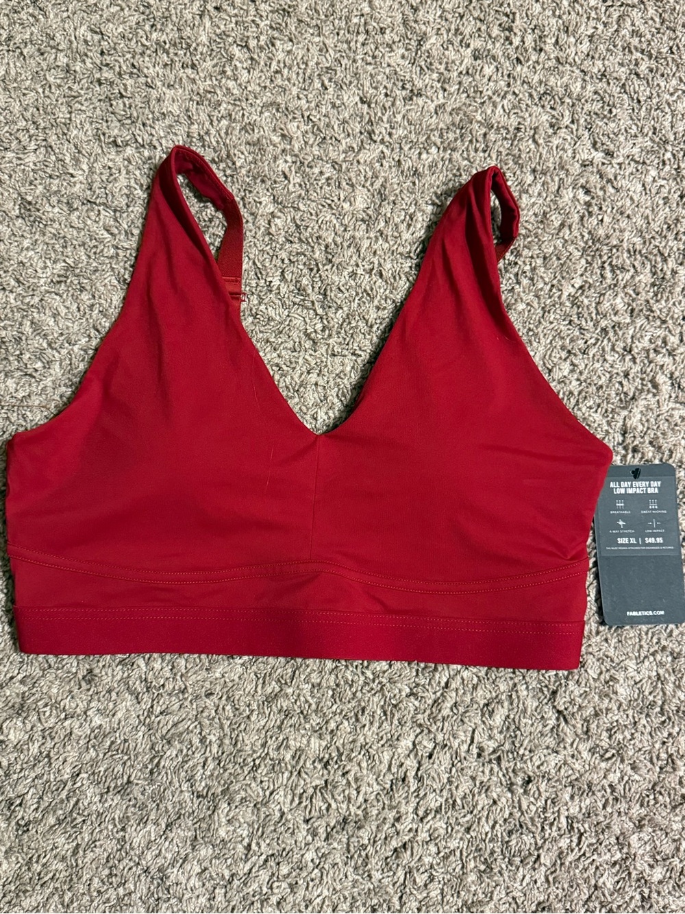 Fabletics Red V-Neck Sports Bralette